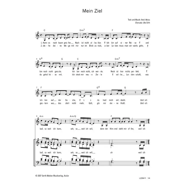 Produktbild des Artikels Mein Ziel (Noten - Download)