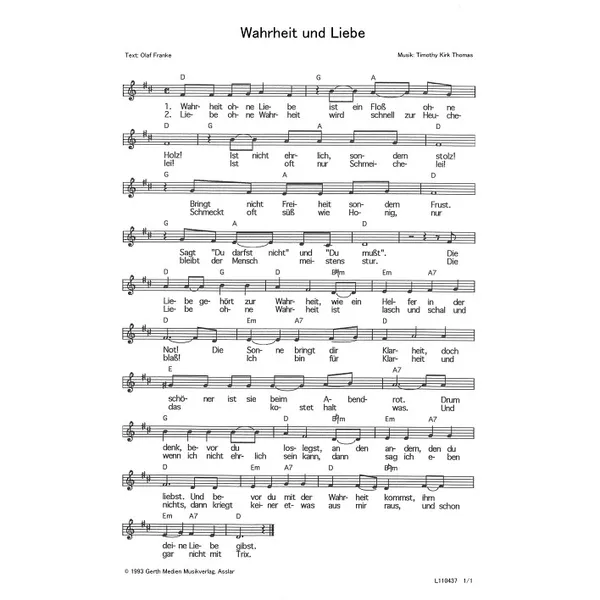 Produktbild des Artikels Wahrheit und Liebe (Noten - Download)