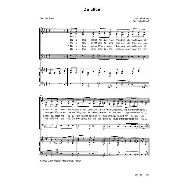 Produktbild des Artikels Du allein (Noten - Download)