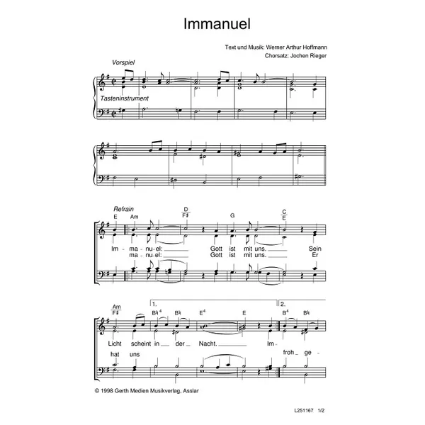Produktbild des Artikels Immanuel (Noten - Download)