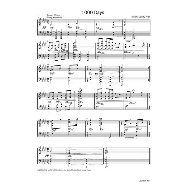 Produktbild des Artikels 1000 Days (Noten - Download)