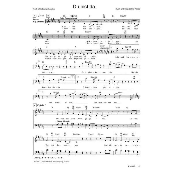 Produktbild des Artikels Du bist da (Noten - Download)