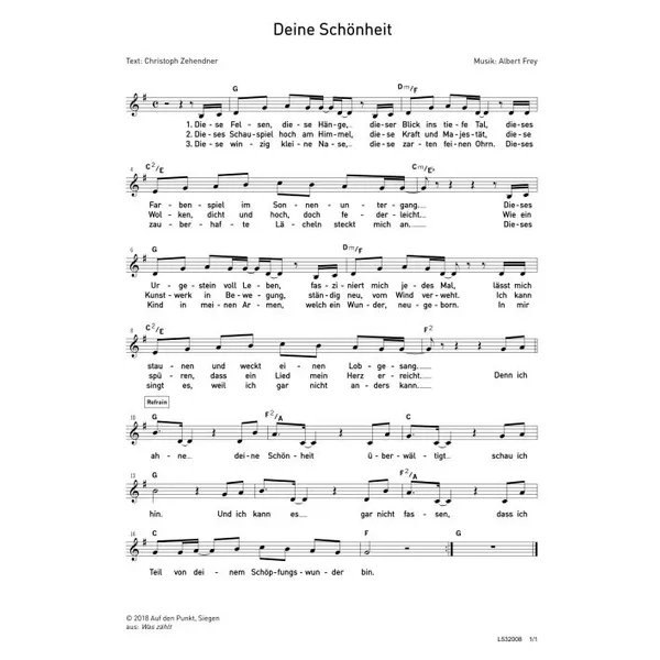 Produktbild des Artikels Deine Schönheit (Noten - Download)