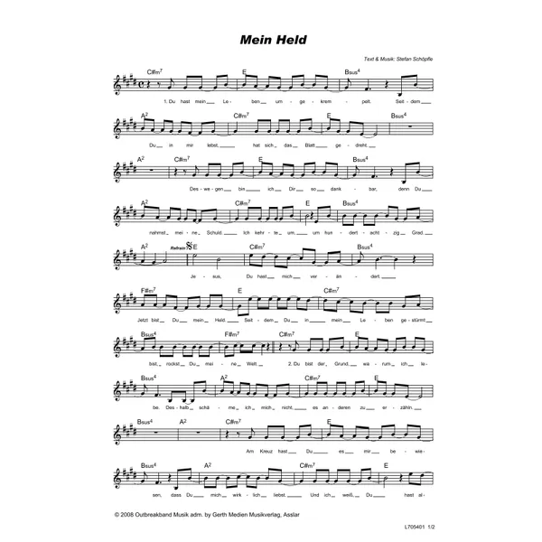 Produktbild des Artikels Mein Held (Noten - Download)