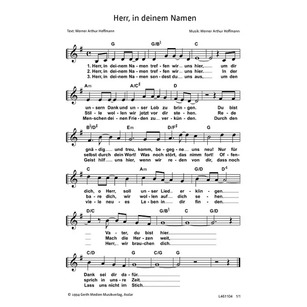 Produktbild des Artikels Herr, in deinem Namen (Noten - Download)