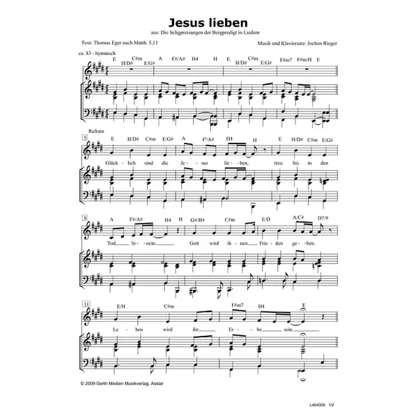 Produktbild des Artikels Jesus lieben (Noten - Download)