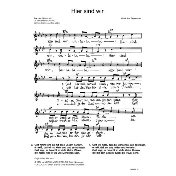 Produktbild des Artikels Hier sind wir (Noten - Download)