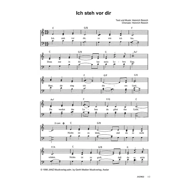 Produktbild des Artikels Ich steh vor dir (Noten - Download)