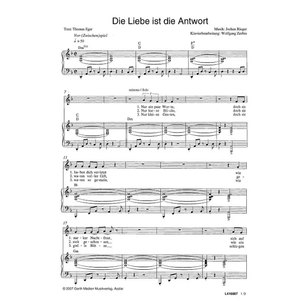 Produktbild des Artikels Die Liebe ist die Antwort (Noten - Download)