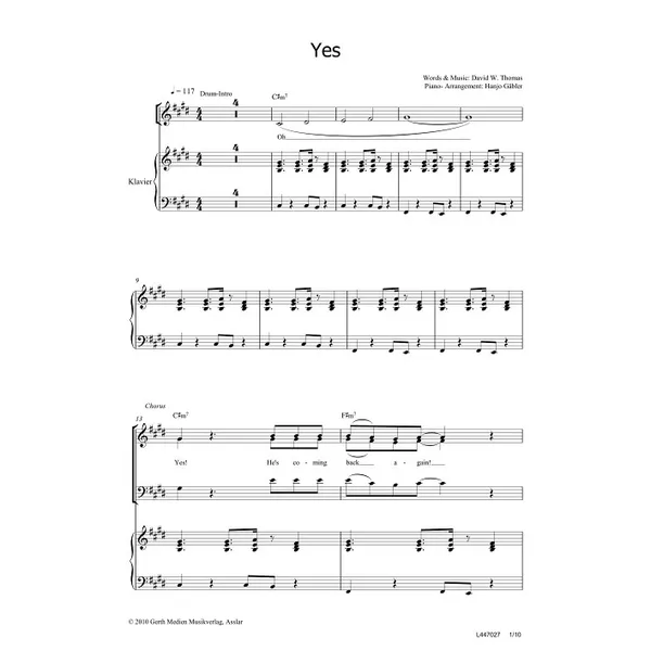 Produktbild des Artikels Yes (Noten - Download)