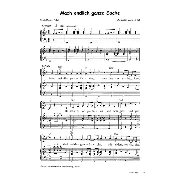 Produktbild des Artikels Mach endlich ganze Sache (Noten - Download)