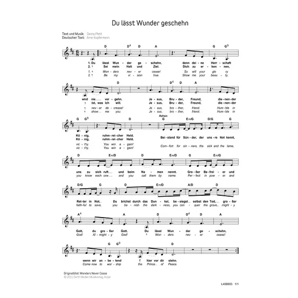 Produktbild des Artikels Du lässt Wunder geschehn (Noten - Download)