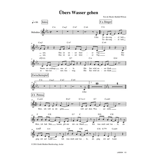 Produktbild des Artikels Übers Wasser gehn (Noten - Download)