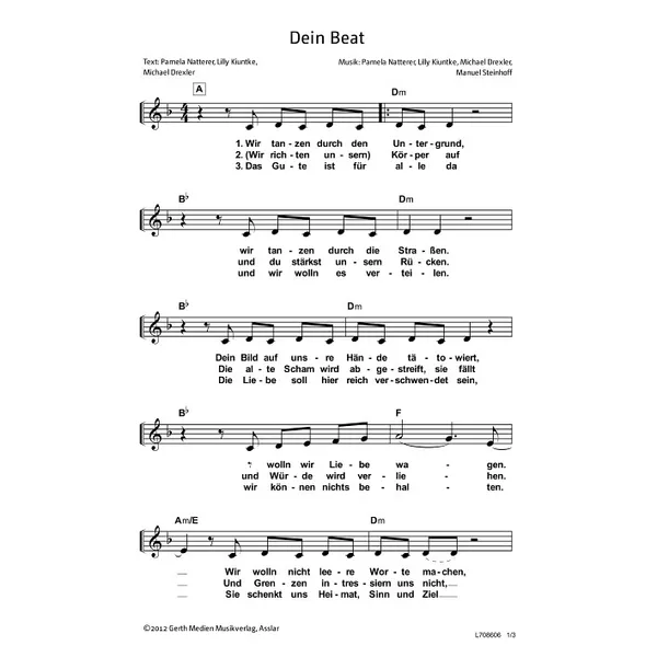 Produktbild des Artikels Dein Beat (Noten - Download)