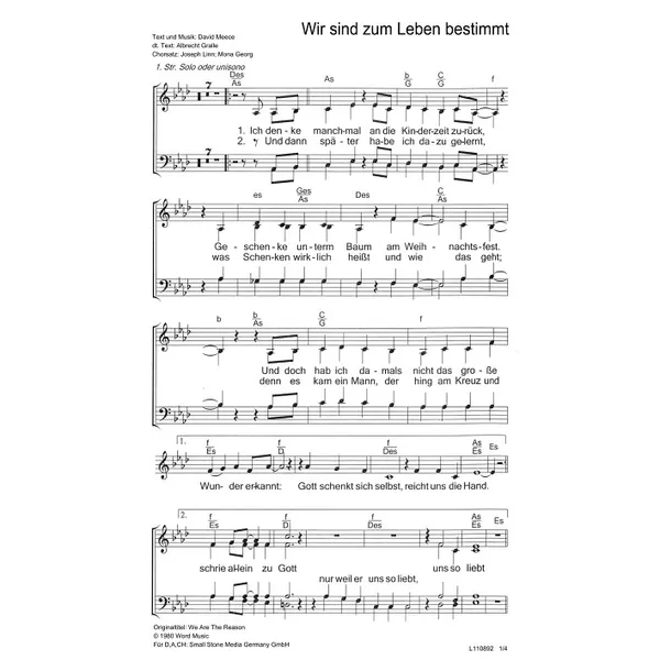 Produktbild des Artikels Wir sind zum Leben bestimmt (Noten - Download)