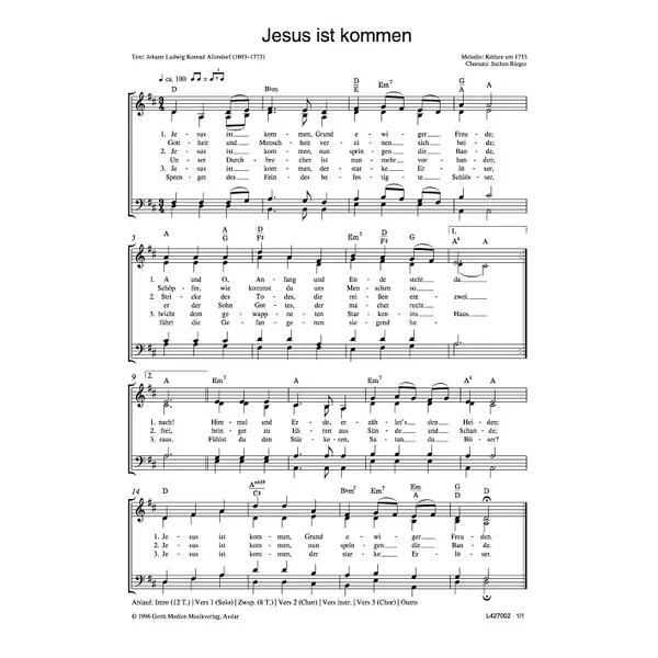 Produktbild des Artikels Jesus ist kommen (Noten - Download)
