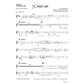 Produktbild des Artikels Passt auf (1. Trompete in Bb) (Noten - Download)