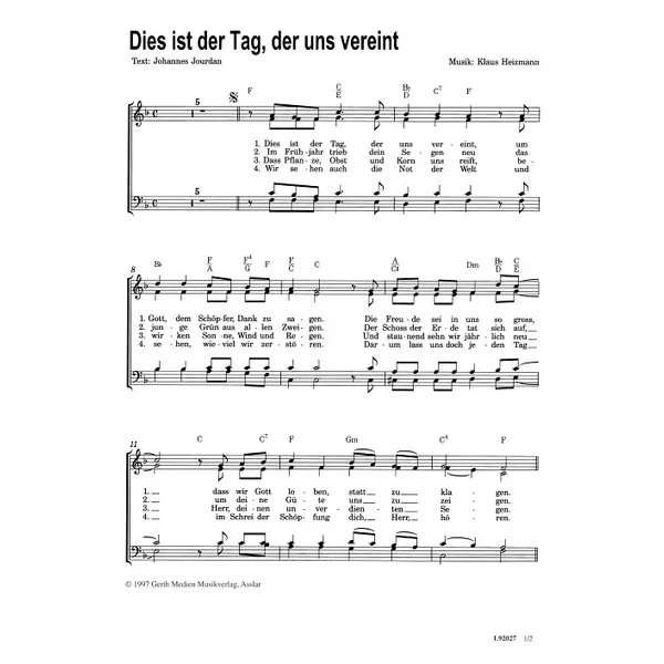 Produktbild des Artikels Dies ist der Tag, der uns vereint (Noten - Download)