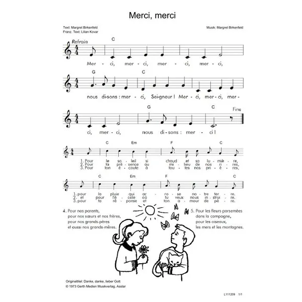 Produktbild des Artikels Merci, merci (Noten - Download)