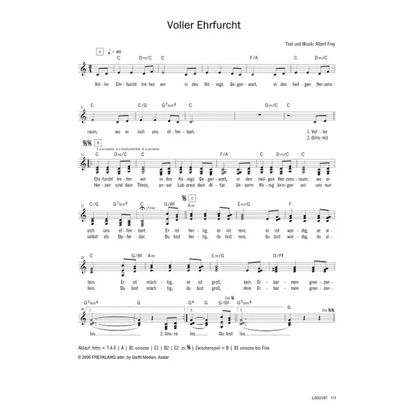 Produktbild des Artikels Voller Ehrfurcht (Noten - Download)