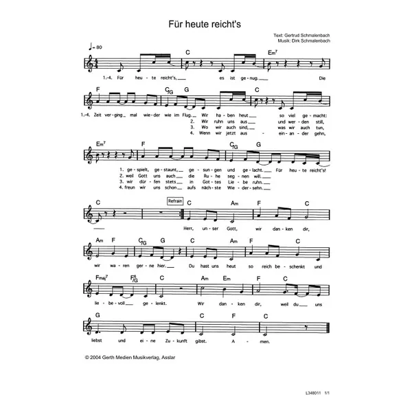 Produktbild des Artikels Für heute reicht's (Noten - Download)