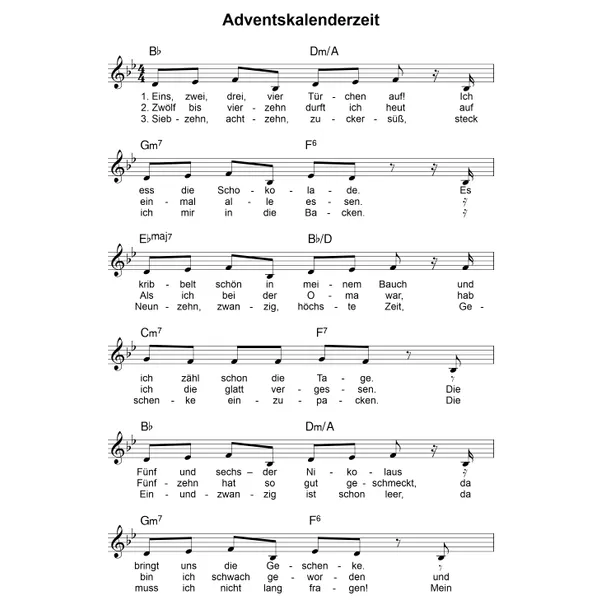 Produktbild des Artikels Adventskalenderzeit (Noten - Download)