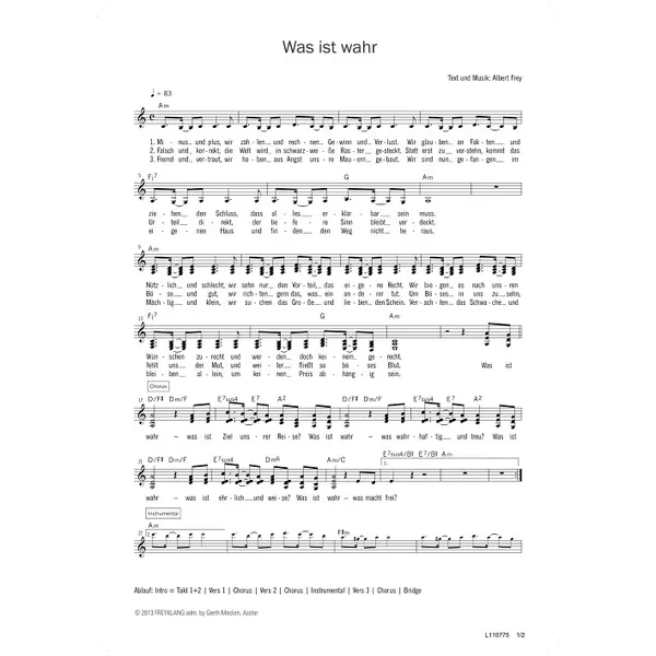 Produktbild des Artikels Was ist wahr (Noten - Download)