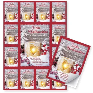 Produktbild des Artikels Aufkleber-Gruß-Karten: Frohe Weihnachten Joh.1,5 4 Stück (Schreibwaren)