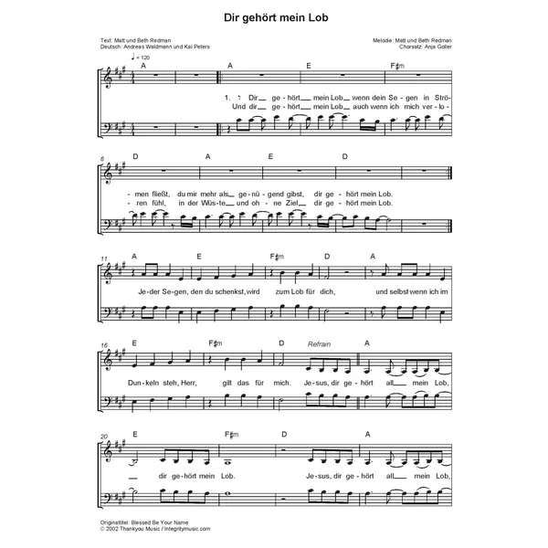 Produktbild des Artikels Dir gehört mein Lob (Noten - Download)