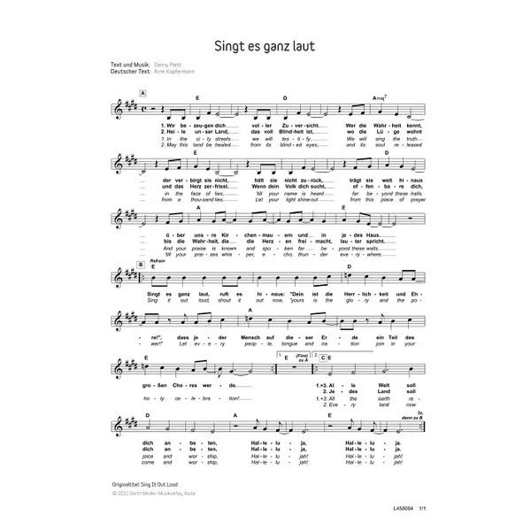 Produktbild des Artikels Singt es ganz laut (Noten - Download)