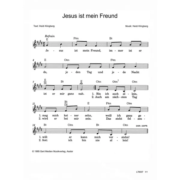 Produktbild des Artikels Jesus ist mein Freund (Noten - Download)