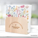 Stimmungsbild zu Serviettenständer Holz "Gott ist mitten unter uns"