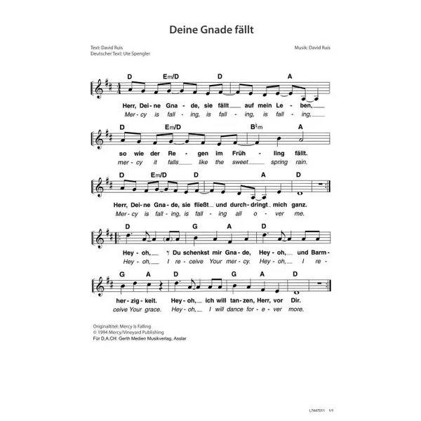 Produktbild des Artikels Deine Gnade fällt (Noten - Download)