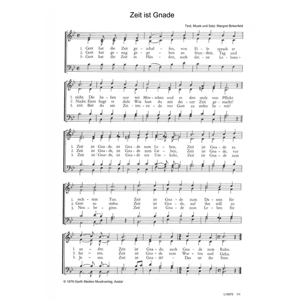 Produktbild des Artikels Zeit ist Gnade (Noten - Download)