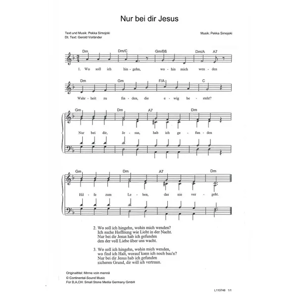 Produktbild des Artikels Nur bei dir Jesus (Noten - Download)