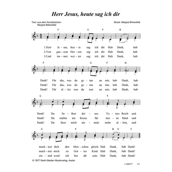 Produktbild des Artikels Herr Jesus, heute sag ich dir (Noten - Download)