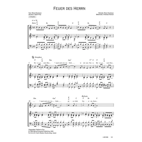 Produktbild des Artikels Feuer des Herrn (Noten - Download)