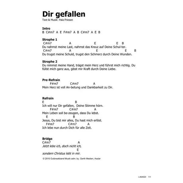 Produktbild des Artikels Dir gefallen (Noten - Download)