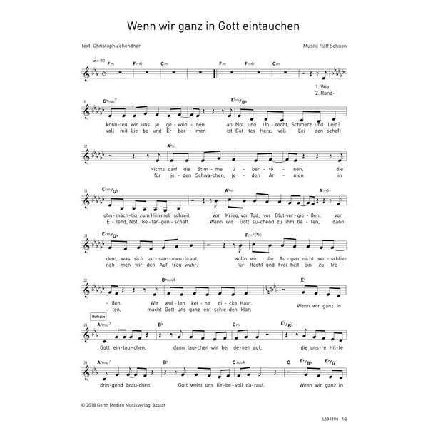 Produktbild des Artikels Wenn wir ganz in Gott eintauchen (Noten - Download)