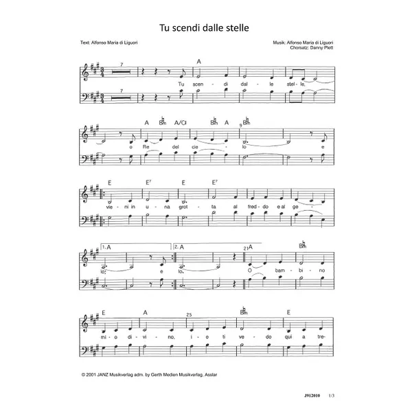 Produktbild des Artikels Tu scendi dalle stelle (Noten - Download)