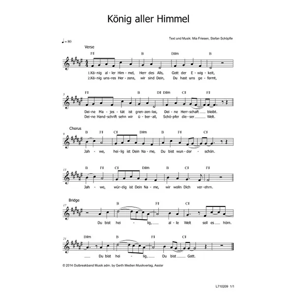 Produktbild des Artikels König aller Himmel (Noten - Download)