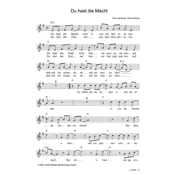 Produktbild des Artikels Du hast die Macht (Noten - Download)