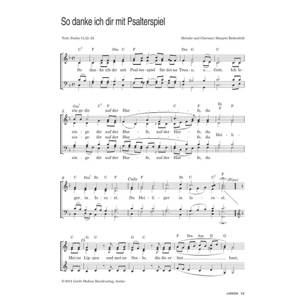 Produktbild des Artikels So danke ich dir mit Psalterspiel (Noten - Download)