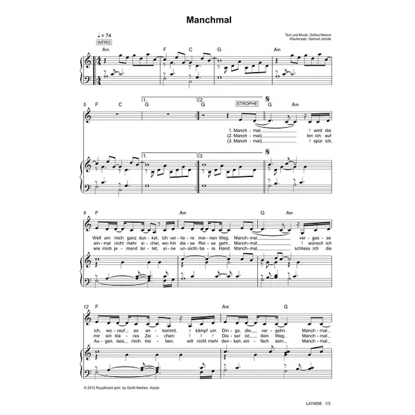 Produktbild des Artikels Manchmal (Noten - Download)