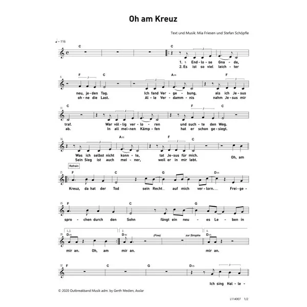 Produktbild des Artikels Oh am Kreuz (Noten - Download)
