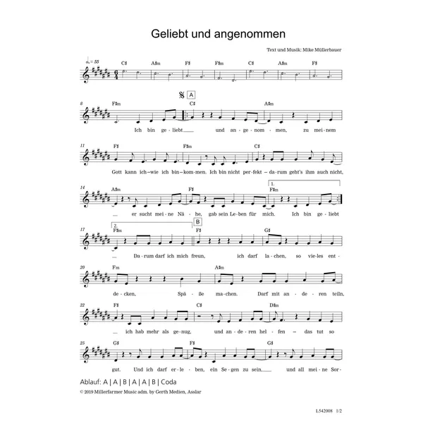 Produktbild des Artikels Geliebt und angenommen (Noten - Download)