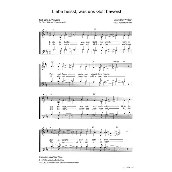 Produktbild des Artikels Liebe heisst, was uns Gott beweist (Noten - Download)