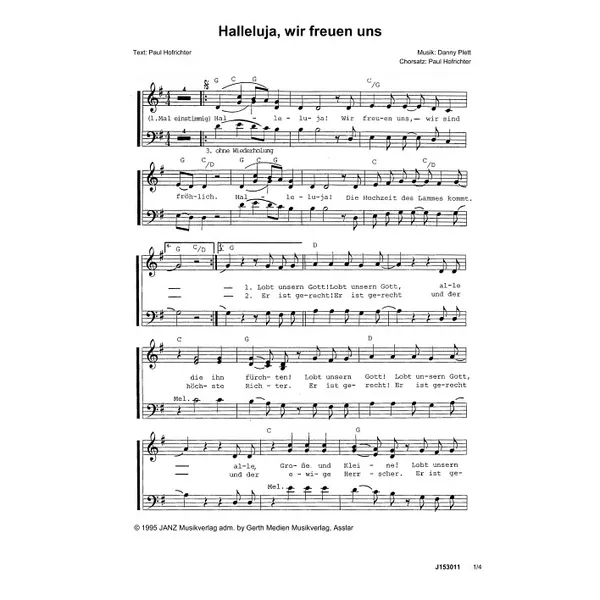Produktbild des Artikels Halleluja, wir freuen uns/Voller Freude jubeln wir (Noten - Download)