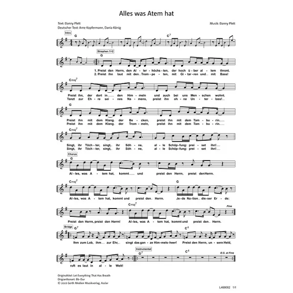 Produktbild des Artikels Alles, was Atem hat (Noten - Download)