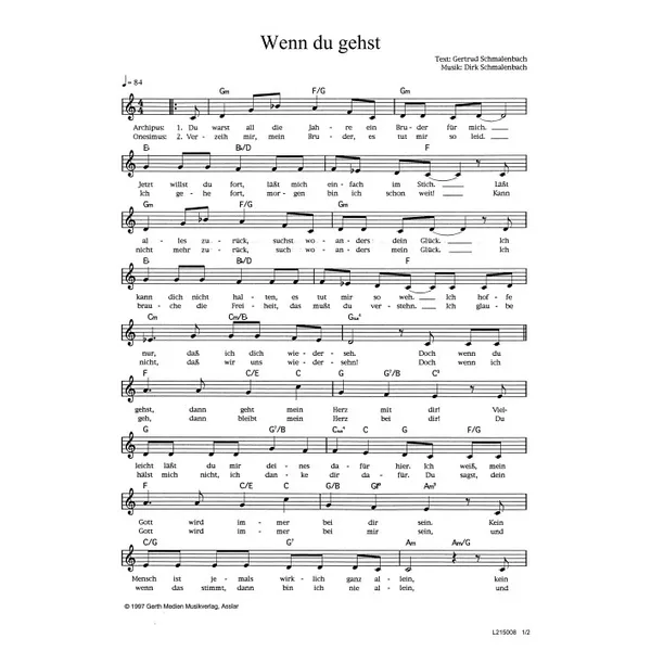 Produktbild des Artikels Wenn du gehst (Noten - Download)